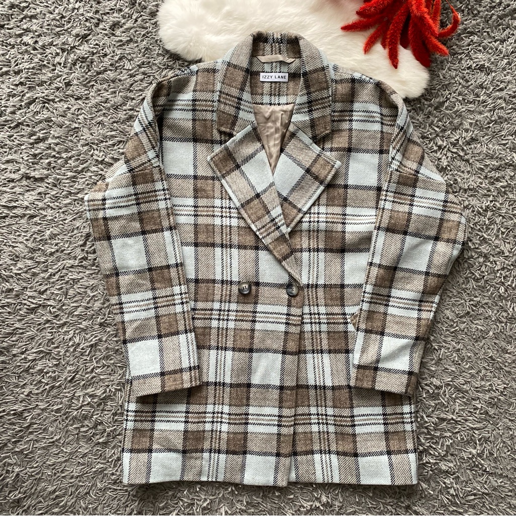 Izzy Lane Luxury "Slaughter-Free" Wool Plaid Coat